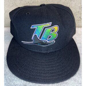 Vintage NWT Tampa Bay Rays New Era Diamond Collection 59Fifty Black Hat Sz 7 ¼